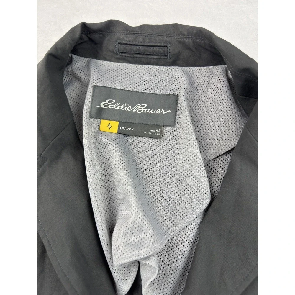 Eddie Bauer Blazer‎ Mens 42 Gray Travex Three Button Travel Jacket